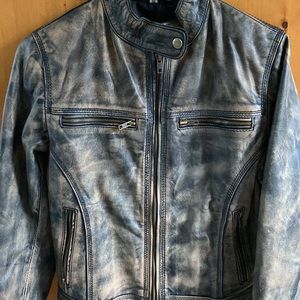 Cafe Racer Vintage Style Vegan Leather Women’s Distressed Biker Jacket